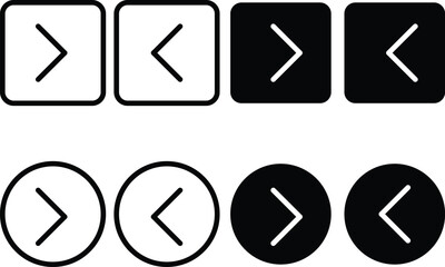 Next and previous icon set. Slider arrow button sign