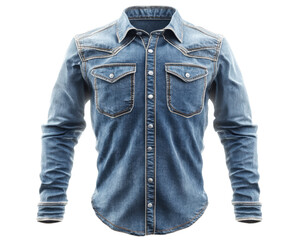 Denim shirt with classic western style, featuring two chest pockets and button up front. Perfect for casual wear or layering