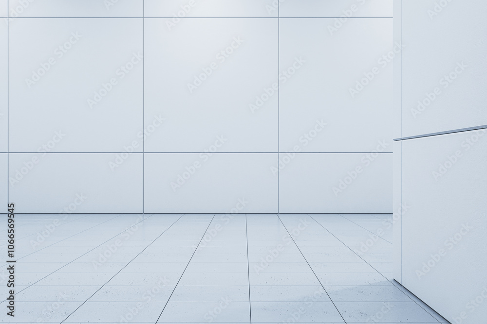 Aufkleber empty white spacious interior with mock up place. 3d rendering.