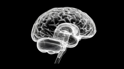 Isolated human brain graphic with realistic texture, capturing the structure and complexity of the mind, ideal for science and health concepts