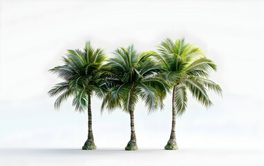 Fototapeta premium 3D rendering of three palm trees isolated on a white background