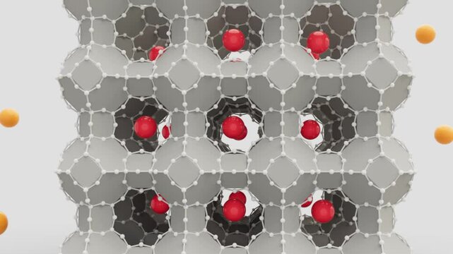 Zeolite cation exchange for water purification, animation