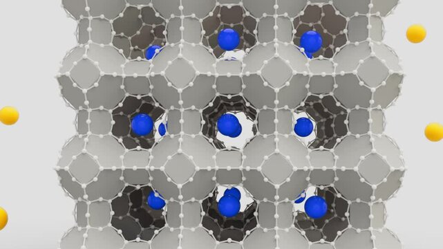 Zeolite cation exchange for water purification, animation