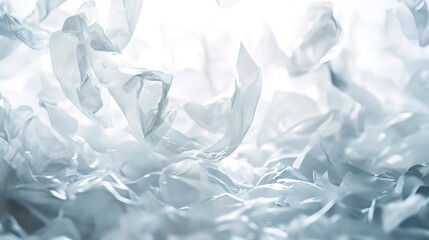 Plastic bottle flakes in white big bag with blur