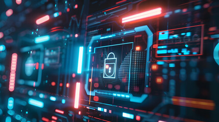 Obraz premium A futuristic computer screen displaying a digital signing