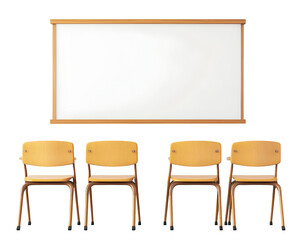 Empty classroom with whiteboard on transparent background