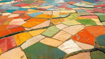Obraz premium Vibrant Patchwork of Colorful Fields from Above