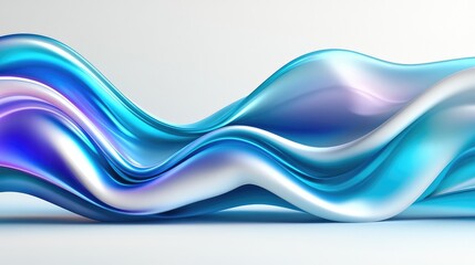 Fototapeta premium Flowing Waves of Blue and Silver Abstract Design