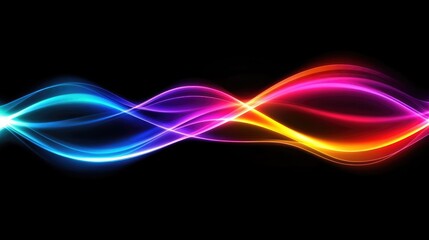 Obraz premium Colorful Light Waves on Black Background