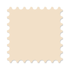 Blank square postage stamp with shadow underneath. Vector illustration