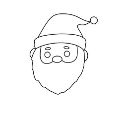 A white drawing of a santa with a red hat and a white beard