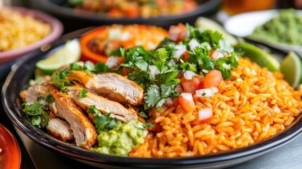 Delicious Mexican Chicken and Rice Dish Served Hot