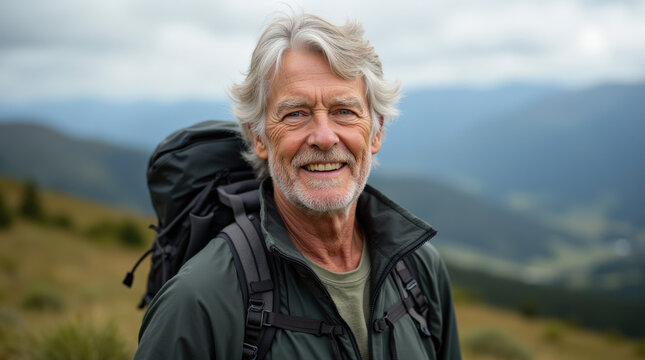 Captivating Outdoor Portrait of Diverse Hiker in Scenic Mountain Landscape - Authentic Adventure Stock Photo