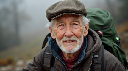 Obraz premium Captivating Outdoor Portrait of Diverse Hiker in Scenic Mountain Landscape - Authentic Adventure Stock Photo