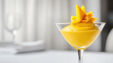 Refreshing Mango Mousse in Elegant Glass with Garnish
