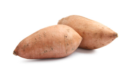 Fresh raw sweet potatoes isolated on white