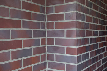 Beautiful new stone brick wall, bricks very clean and even, step in the wall, space for texture background
