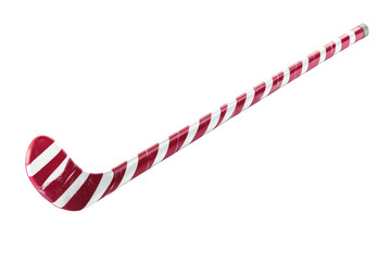 Fototapeta premium Candy cane striped hockey stick on a white isolated background.
