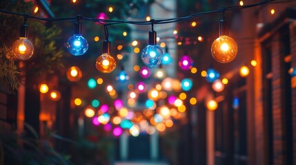 Decoration with multicolored luminous garland