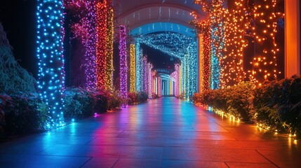 Decoration with multicolored luminous garland