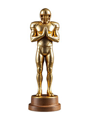 Golden football player trophy in prayer pose