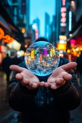 Fototapeta premium Holographic Globe with Financial Data Overlays