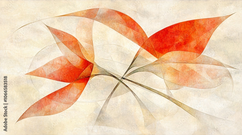 Poster explore the beauty of abstract texture design through delicate orange leaves in a soft background