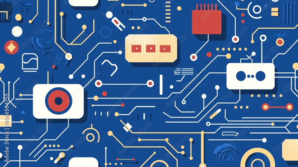 Poster explore the intricacies of a futuristic tech blue abstract pattern showcasing innovative design elem