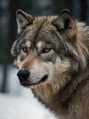 Naklejka premium a close-up picture of a wolf's face