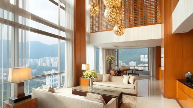Modern minimalist style small villa living room interior design
