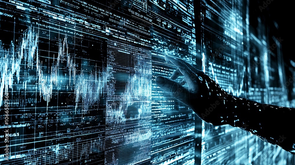 Fototapete Investors analyze financial data to maximize value and price returns using advanced technology tools