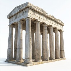 Fototapeta premium Low Poly 3D Render of a Greek temple, on isolated white background