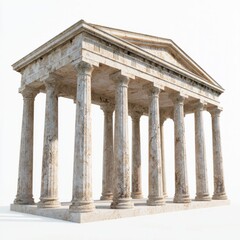 Naklejka premium Low Poly 3D Render of a Greek temple, on isolated white background