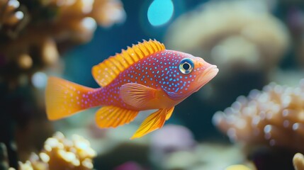 Obraz premium Orange and Blue Dotted Fish in an Aquarium