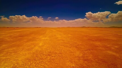 Fototapeta premium Vast Arid Landscape Under a Blue Sky with Clouds