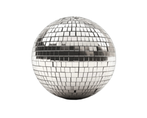 Silver disco ball isolated on white or transparent background