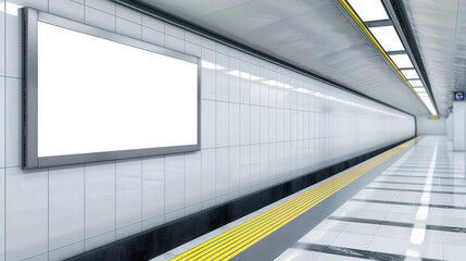 Subway Wall Advertising Space, vacant area awaiting promotional content, ideal for transit marketing opportunities, offers visibility to commuters and potential brand engagement