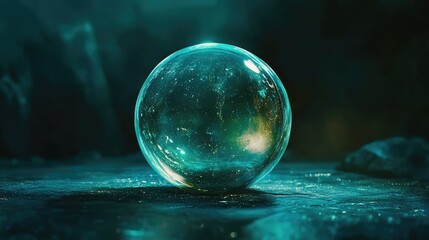 Ethereal Transparent Sphere on Dark Surface