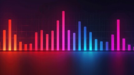 Holographic Music Equalizer, vibrant glowing effects, flat design illustration showcasing a dynamic sound visualization in a colorful, modern aesthetic