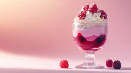 Layered Berry Cream Dessert in Glass