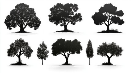 Fototapeta premium Black Silhouette Trees Nature Landscape Design Elements