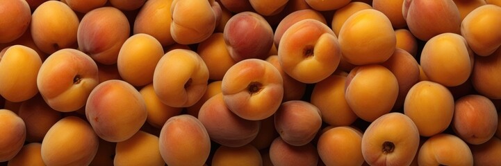 Closeup of fresh Apricot top view fruit background