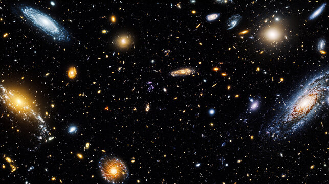 A vibrant view of distant galaxies in the vast universe captured in stunning detail