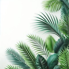 Tropical Palm Leaves on White Background for Natural Decor. generator AI