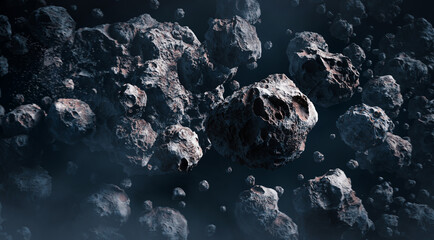 Fototapeta premium Asteroids in Space,3D illustration