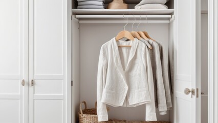 wardrobe with clothes