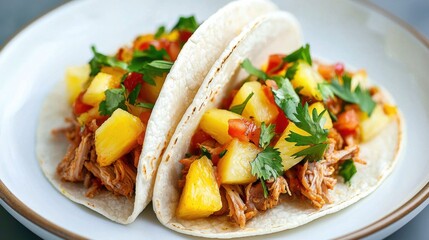 Delicious Pork Tacos with Pineapple Salsa in Mexican Style