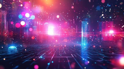A unique, futuristic background sets the stage for a colorful New Year 2025 celebration scene
