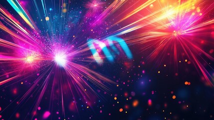 Naklejka premium Futuristic New Year 2025 celebration with bright colors and an eye-catching, modern background design