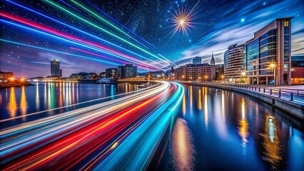 Fototapeta premium Capturing the Essence of Long Exposure Photography: A Passionate Journey through Light Trails, Night Skies, and Urban Landscapes for Aspiring Photographers